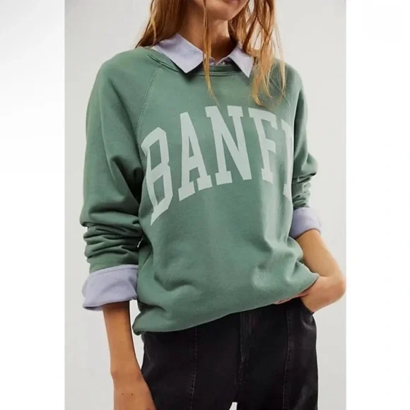 EUC Free People FP Retrobrand Los Angeles Banff Sweatshirt green - medium - Picture 2 of 10